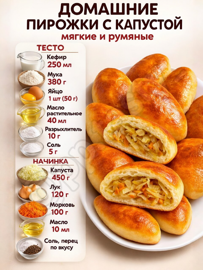 Кулинария>5 домашних пирожков на кефире в духовке!