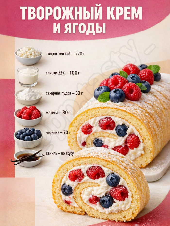 Кулинария>5 начинок для бисквитного рулета!