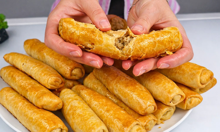 Трубочки с мясом без хлопот. Тончайшее тесто, никаких дрожжей