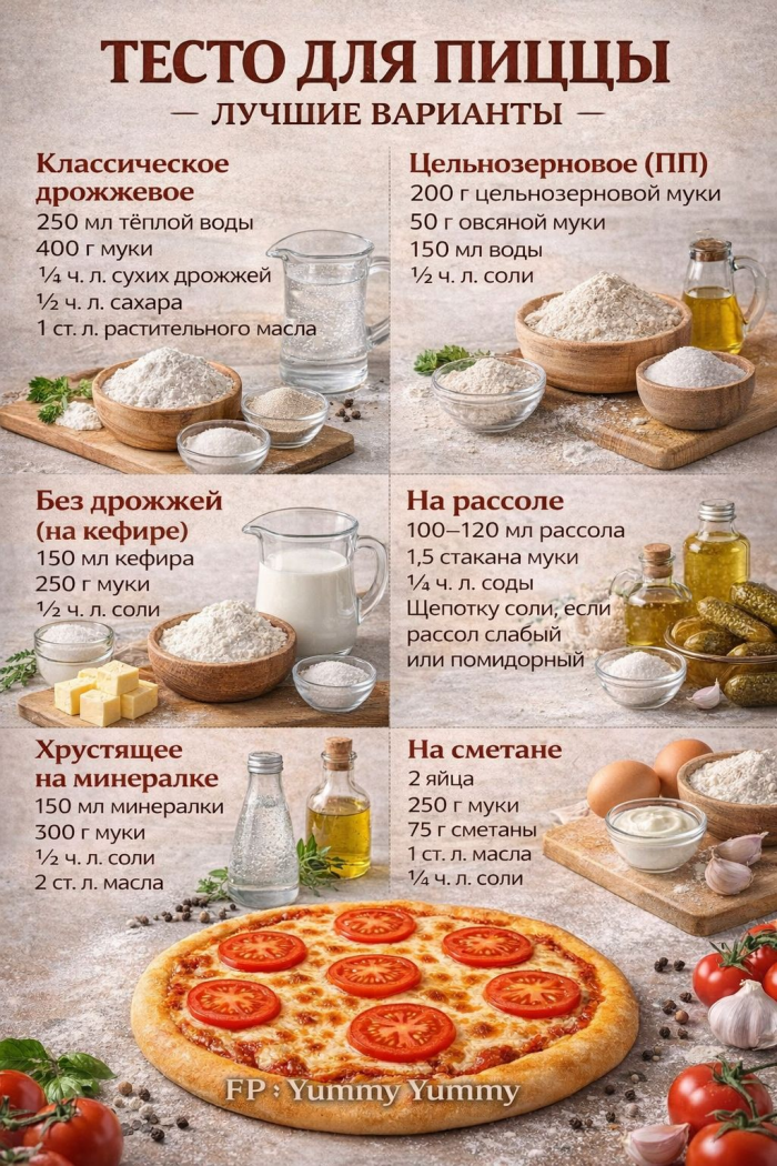 Кулинария>Лучшие варианты теста для пиццы.!