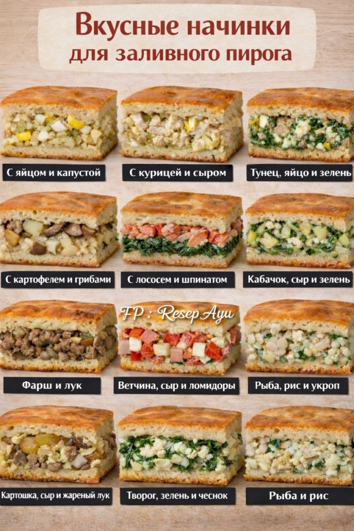 Кулинария>Вкусные начинки для заливного пирога!