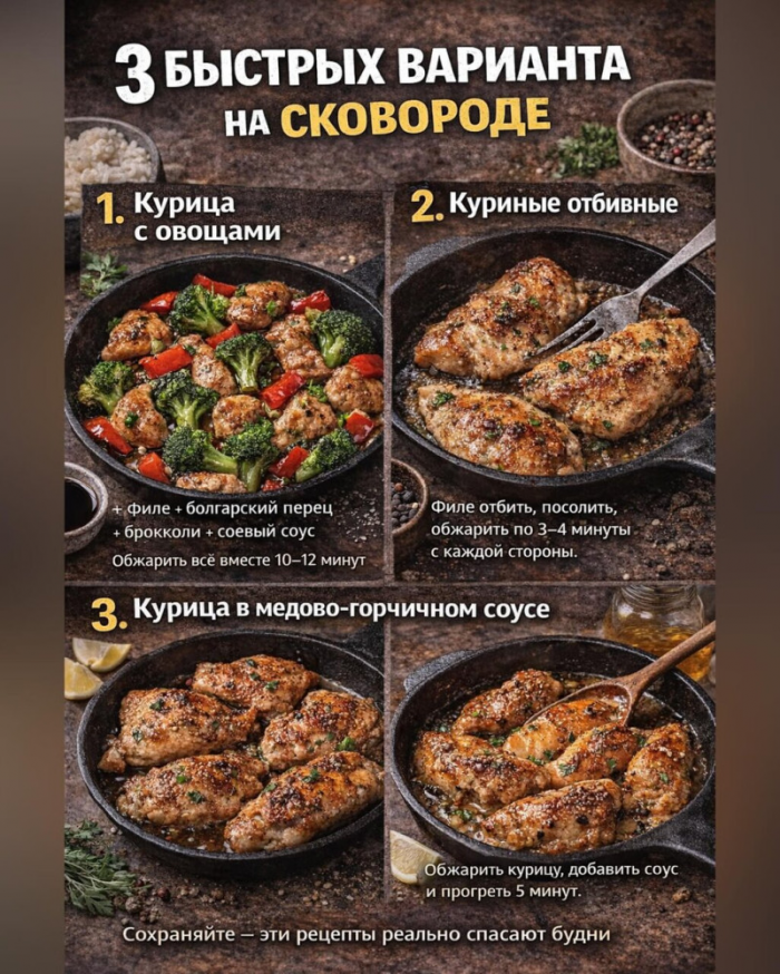 Кулинария>5 простых вариантов-«Что приготoвить из курицы?»!