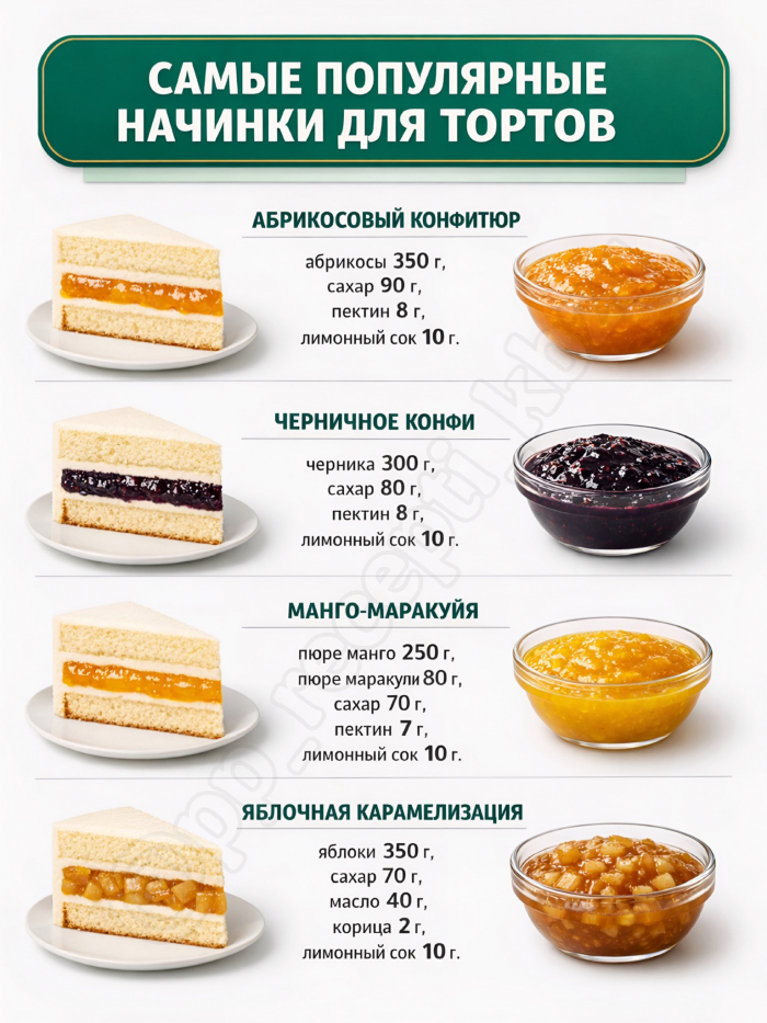 Кулинария>Самые популярные начинки для тортов!