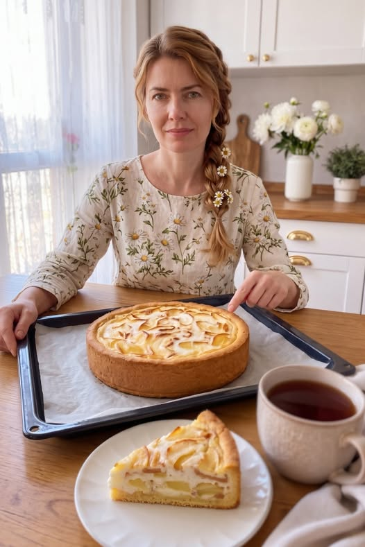 Кулинария>Яблочный пирог со сметанной заливкой!