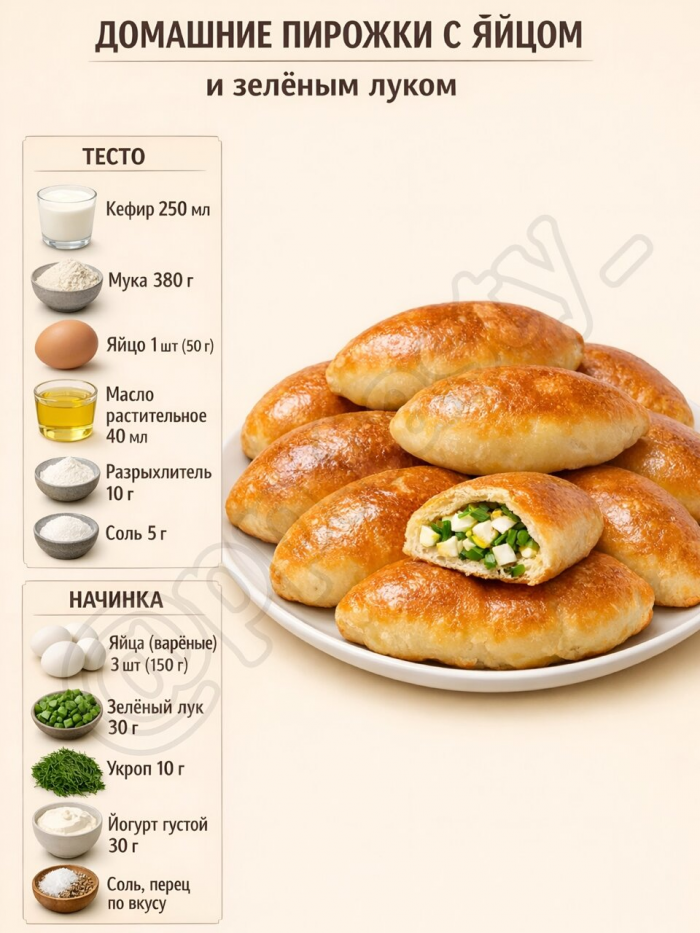 Кулинария>5 домашних пирожков на кефире в духовке!