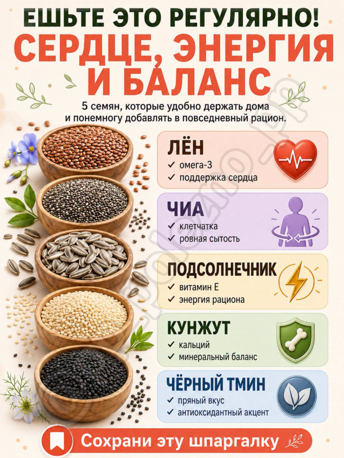 Здоровье>Семена могут стать очень полезным дополнением к обычному рациону !