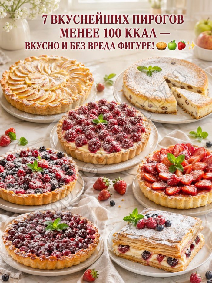 Кулинария>7 вкуснейших пирогов менее 100 ккал !