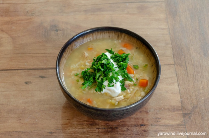 Французский суп с чечевицей и рисом