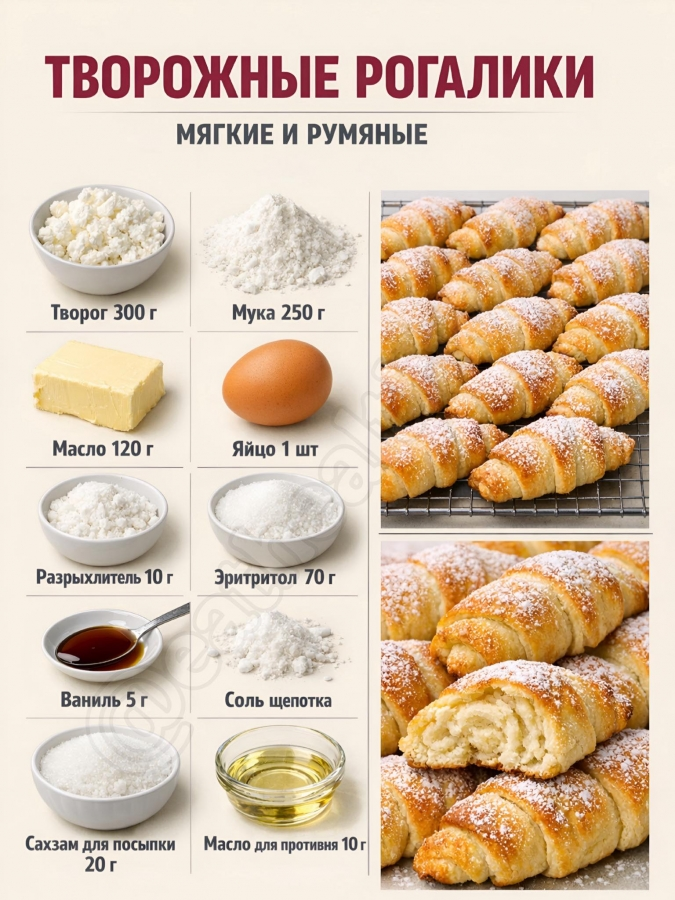 Кулинария>Творожные рогалики !