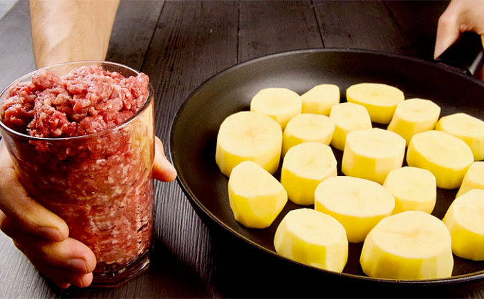 Картофель и фарш. Соединяем вместе, и еда на 2 дня готова