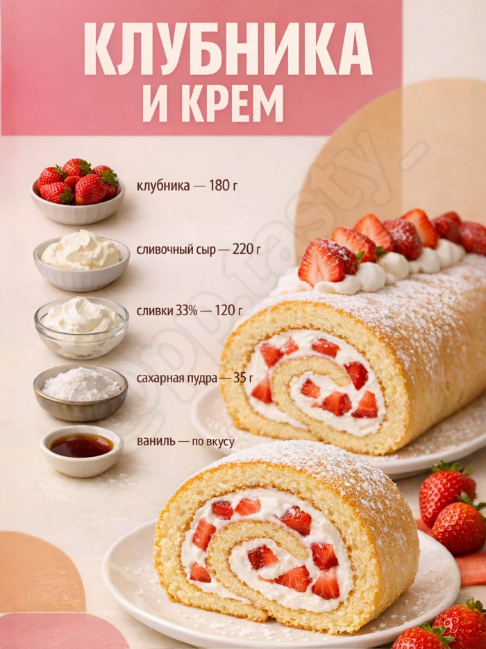 Кулинария>5 начинок для бисквитного рулета!