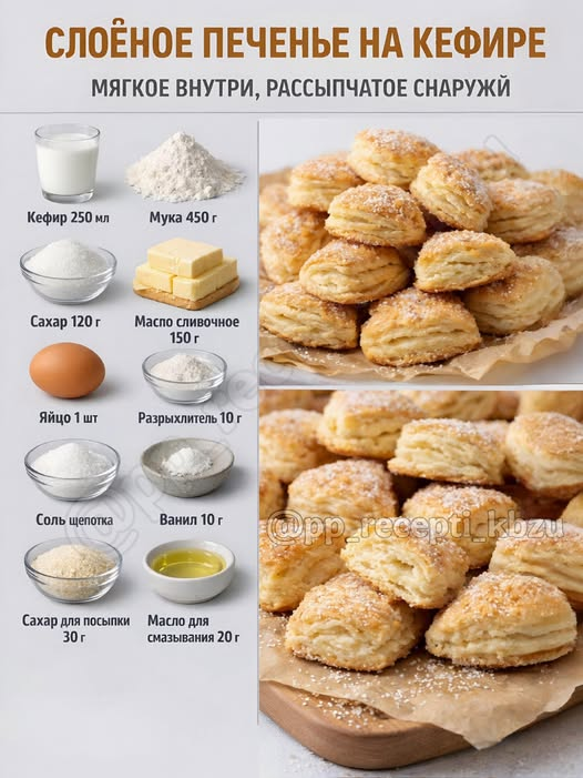 Кулинария>Слоёное печенье на кефире!