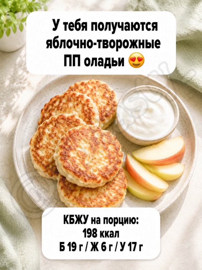 Кулинария>Яблочно-творожные ПП оладьи!