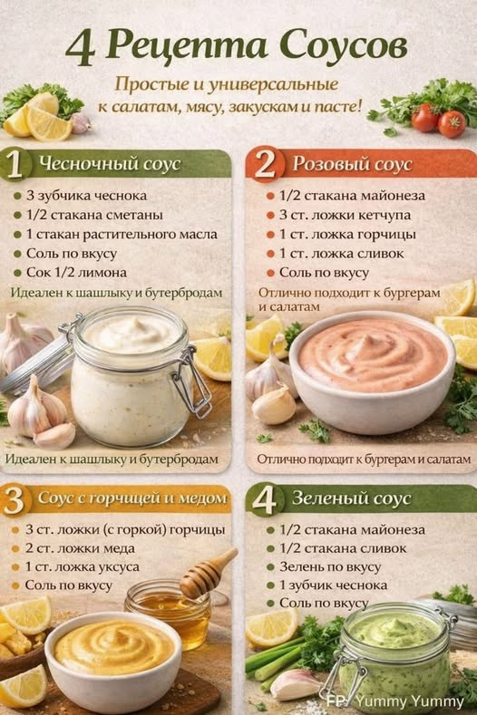 Кулинария>4 рецепта соусов!