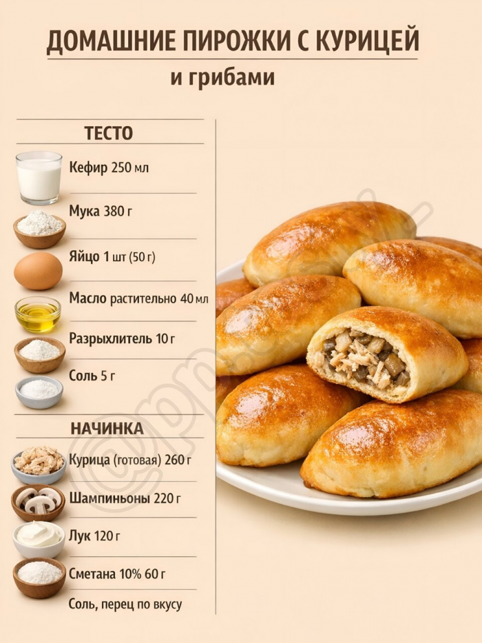 Кулинария>5 домашних пирожков на кефире в духовке!