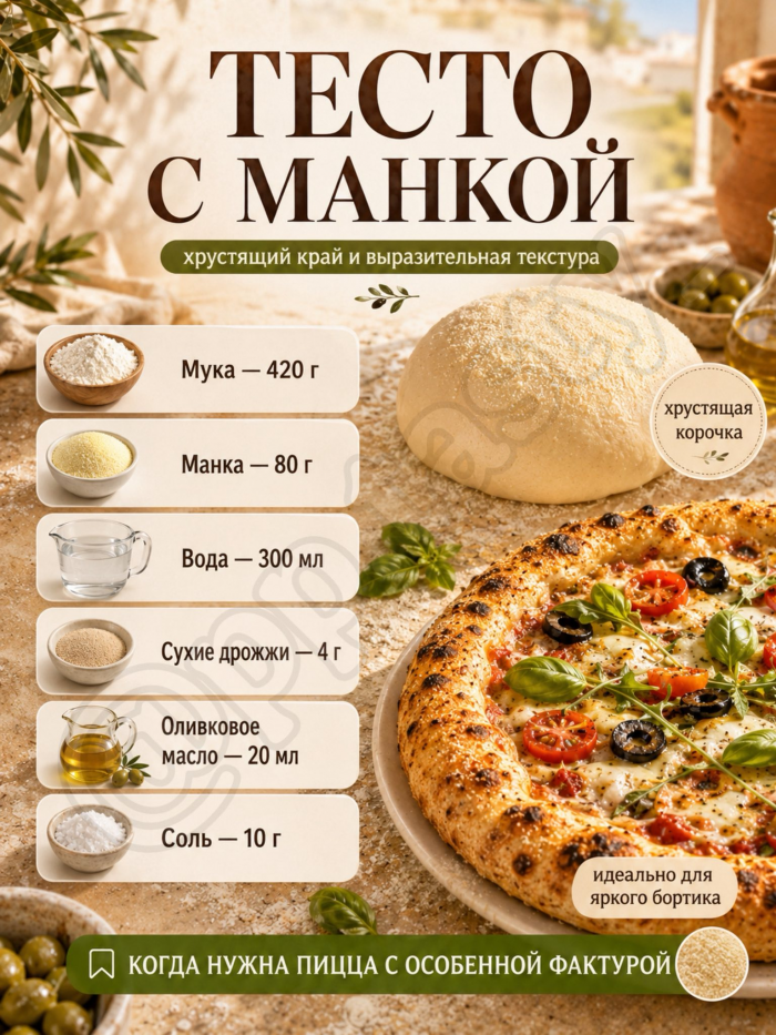 Кулинария>5 вариантов теста для пиццы!