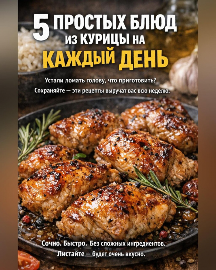 Кулинария>5 простых вариантов-«Что приготoвить из курицы?»!