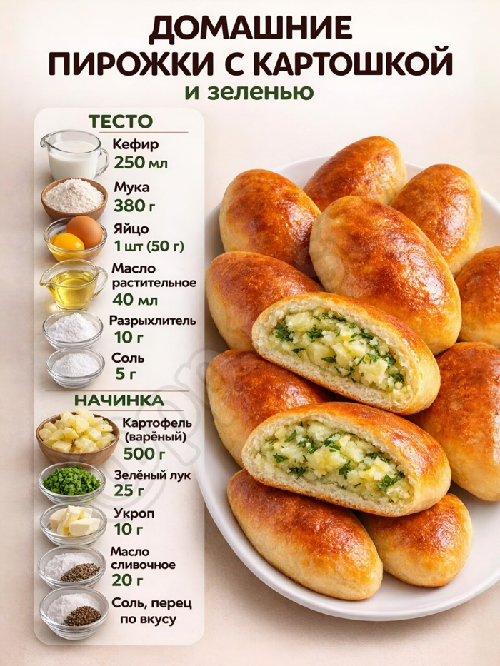 Кулинария>5 домашних пирожков на кефире в духовке!