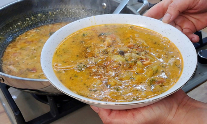 Славянский рыбный суп. Вкуснее ухи: сочетание необычное, на красной чечевице