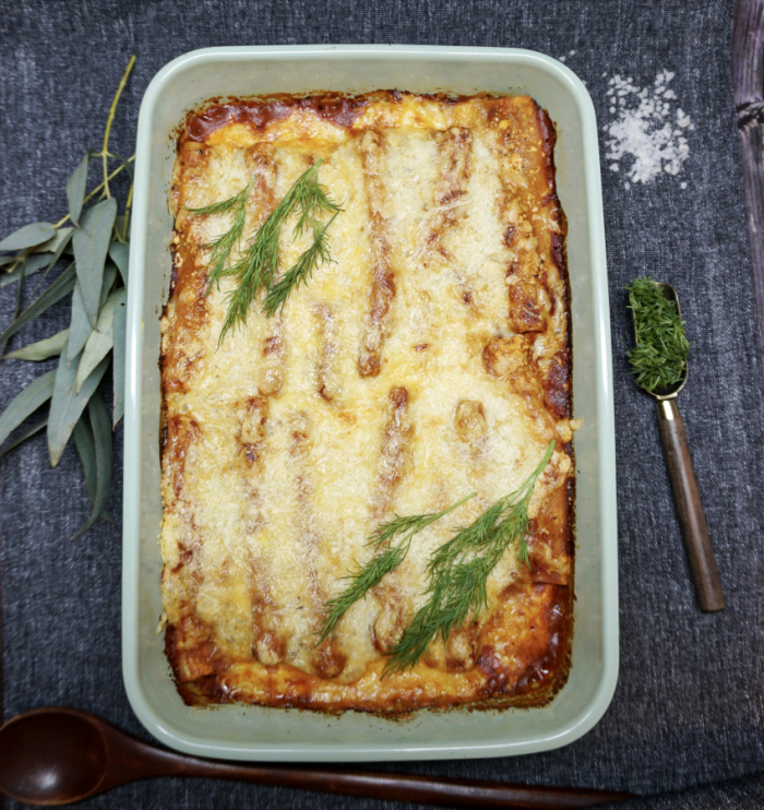 Каннеллони с фаршем под сырной корочкой