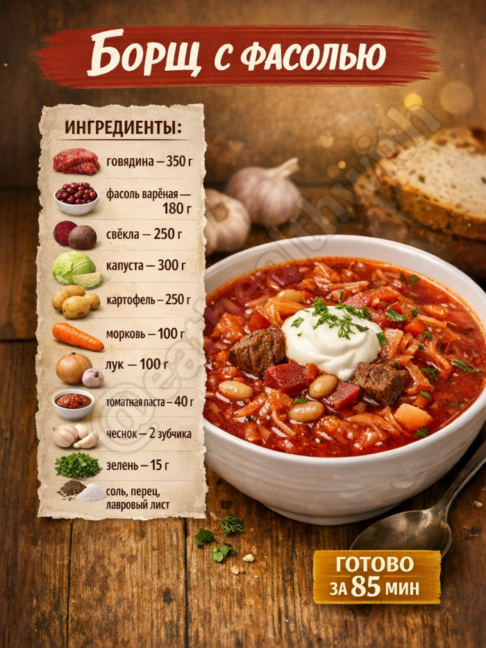 Кулинария>4 ВАРИАНТА ДОМАШНЕГО БОРЩА!