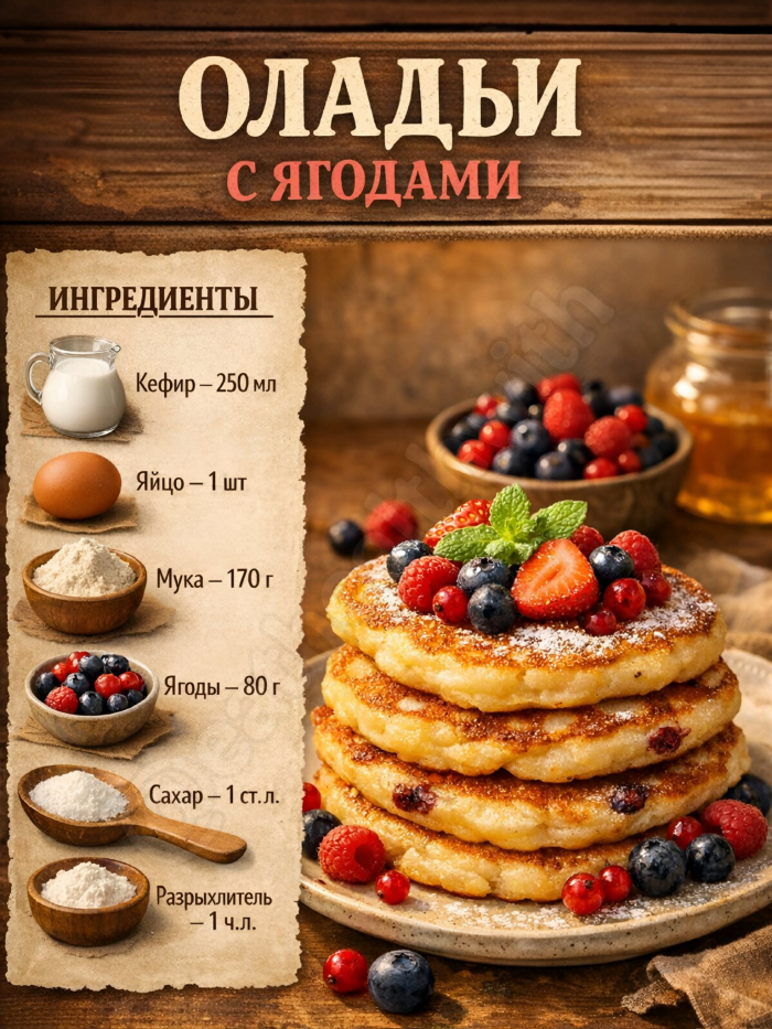 Кулинария>6 рецептов оладий на кефире !