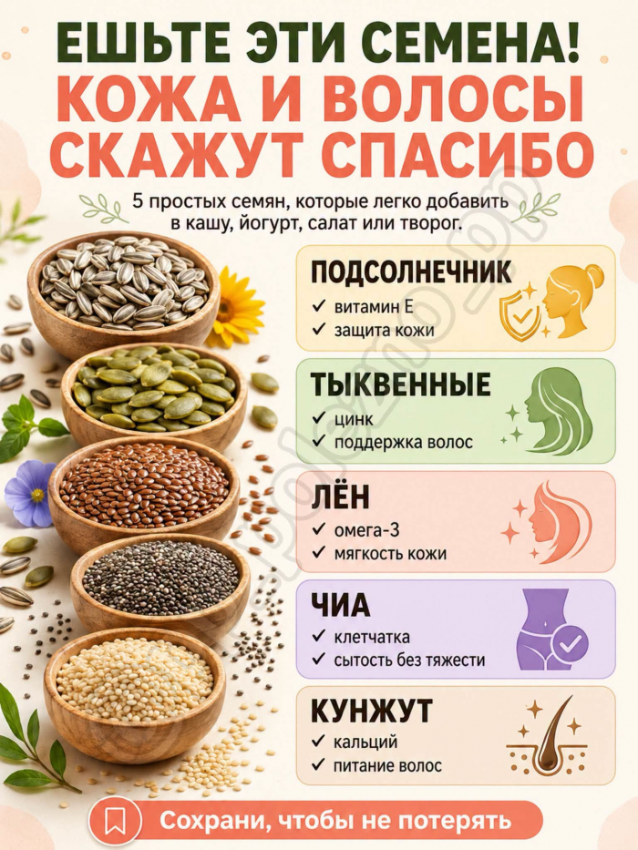 Здоровье>Семена могут стать очень полезным дополнением к обычному рациону !
