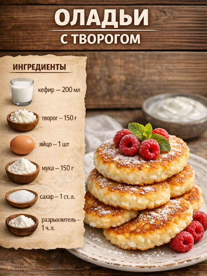 Кулинария>6 рецептов оладий на кефире !