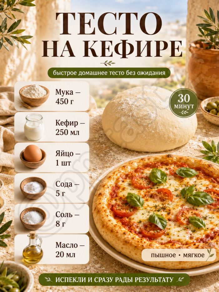 Кулинария>5 вариантов теста для пиццы!