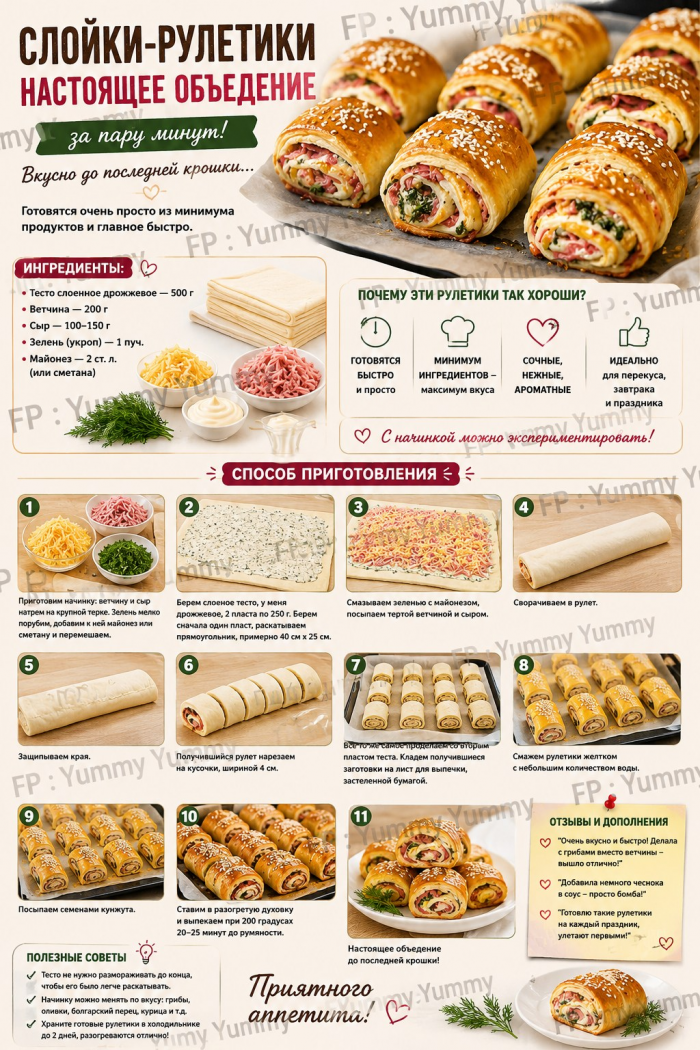 Кулинария>Слойки- Рулетики!